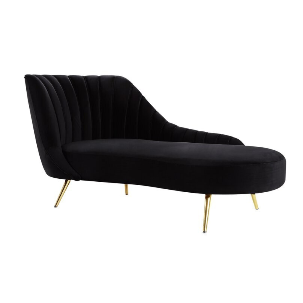 Homio Decor Right Sided / Black Contemporary Velvet Sofa Bed
