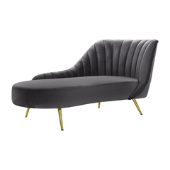 Homio Decor Right Sided / Grey Contemporary Velvet Sofa Bed