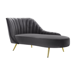 Homio Decor Right Sided / Grey Contemporary Velvet Sofa Bed