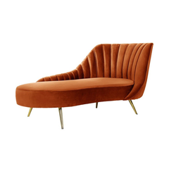 Homio Decor Right Sided / Orange Contemporary Velvet Sofa Bed