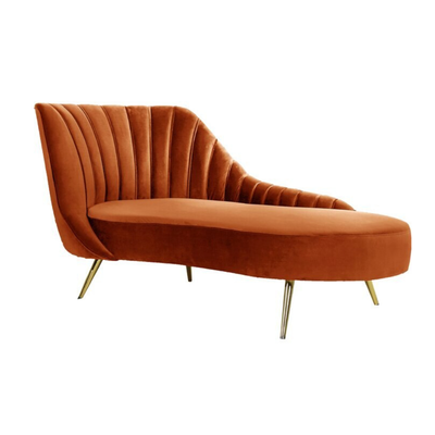Homio Decor Right Sided / Orange Contemporary Velvet Sofa Bed