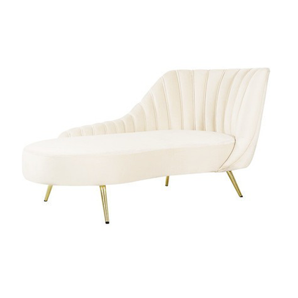 Homio Decor Right Sided / White Contemporary Velvet Sofa Bed