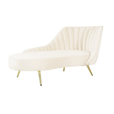 Homio Decor Right Sided / White Contemporary Velvet Sofa Bed