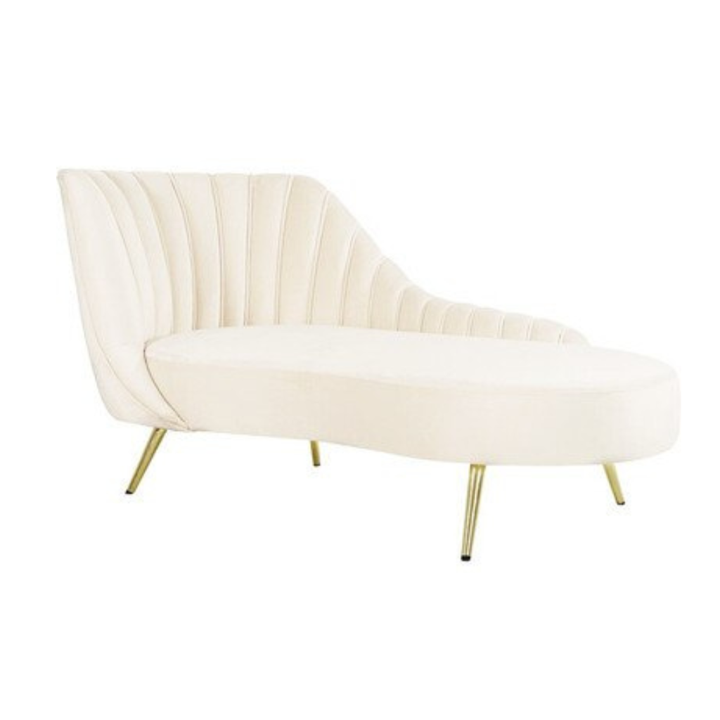 Homio Decor Right Sided / White Contemporary Velvet Sofa Bed
