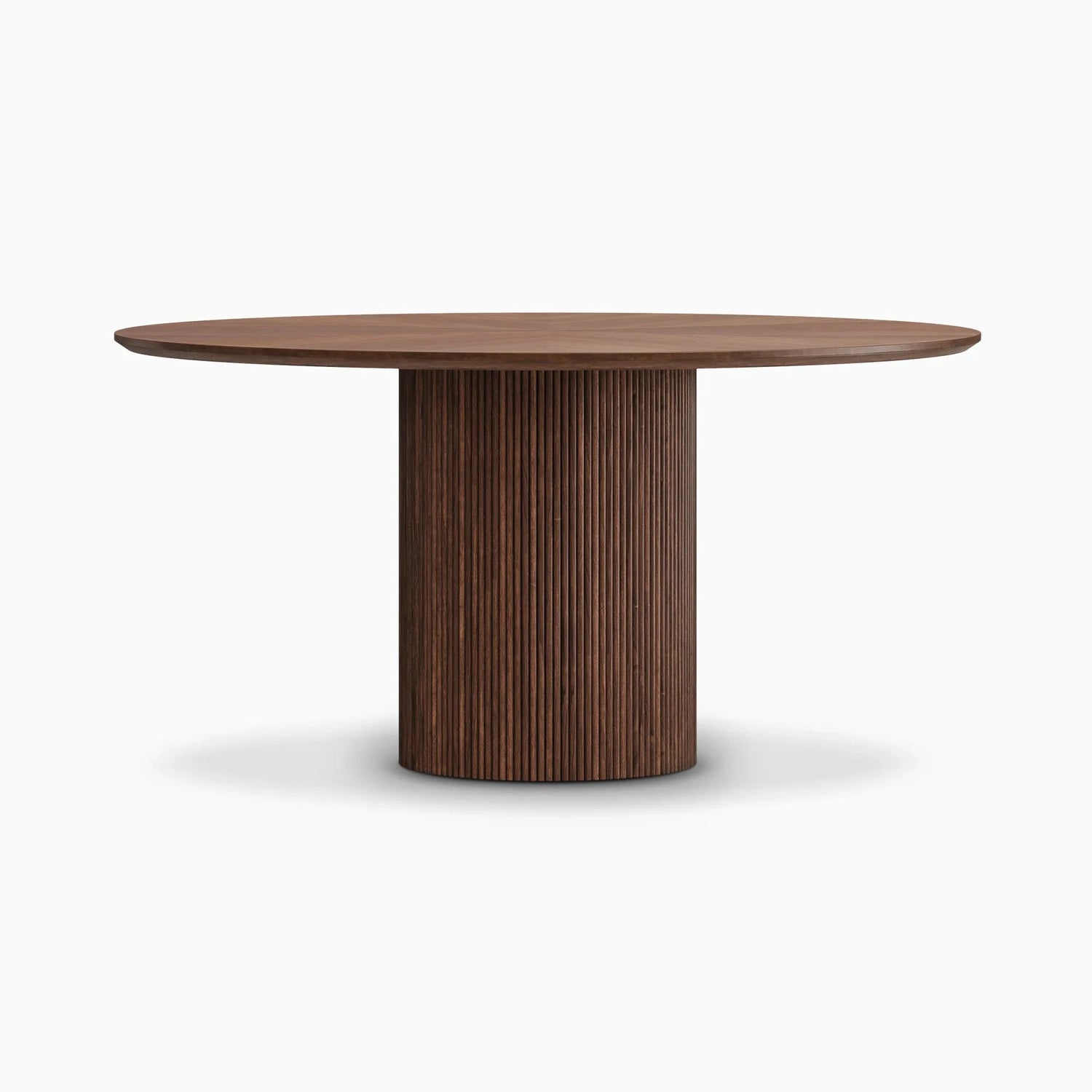 Homio Decor Ripple Design Round Dining Table - Walnut