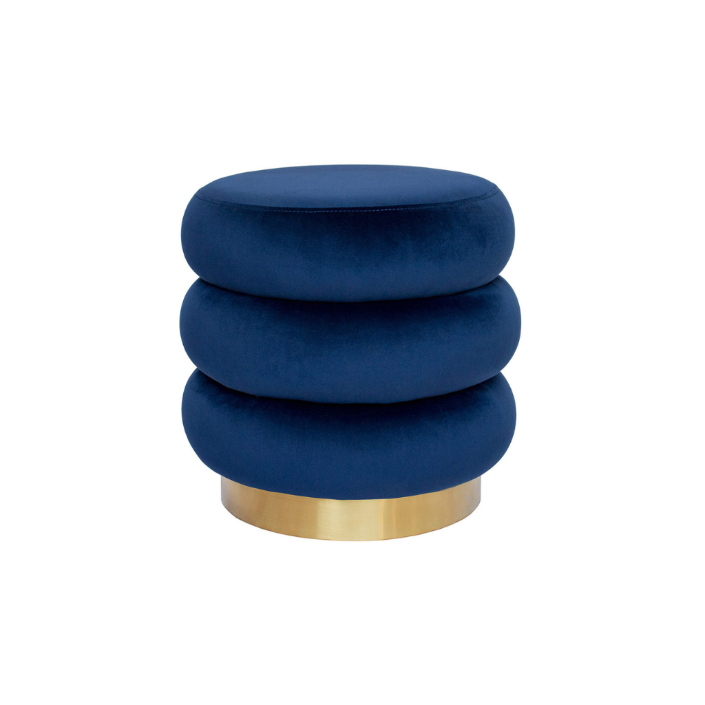 Homio Decor Sapphire Blue Blush Curve Ottoman (Velvet)
