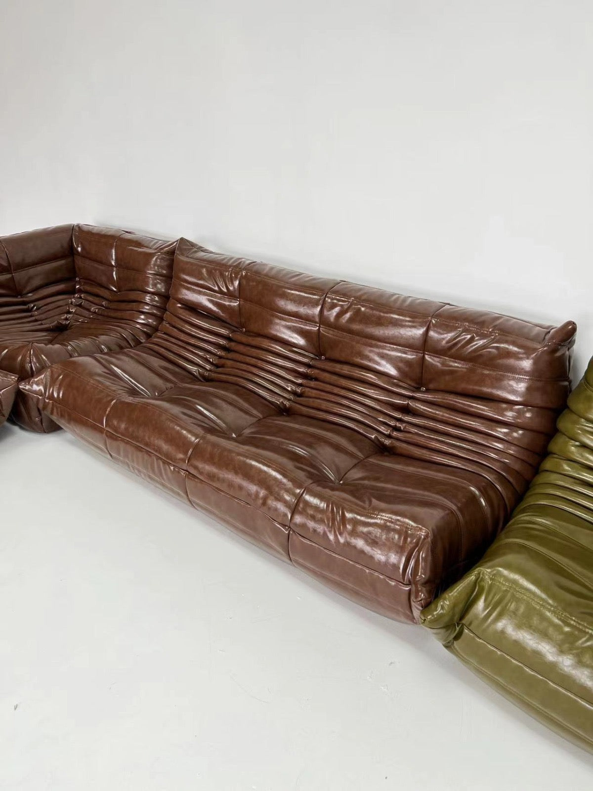 Homio Decor Togo Sofa Set of 3 (Leather) - Chocolate