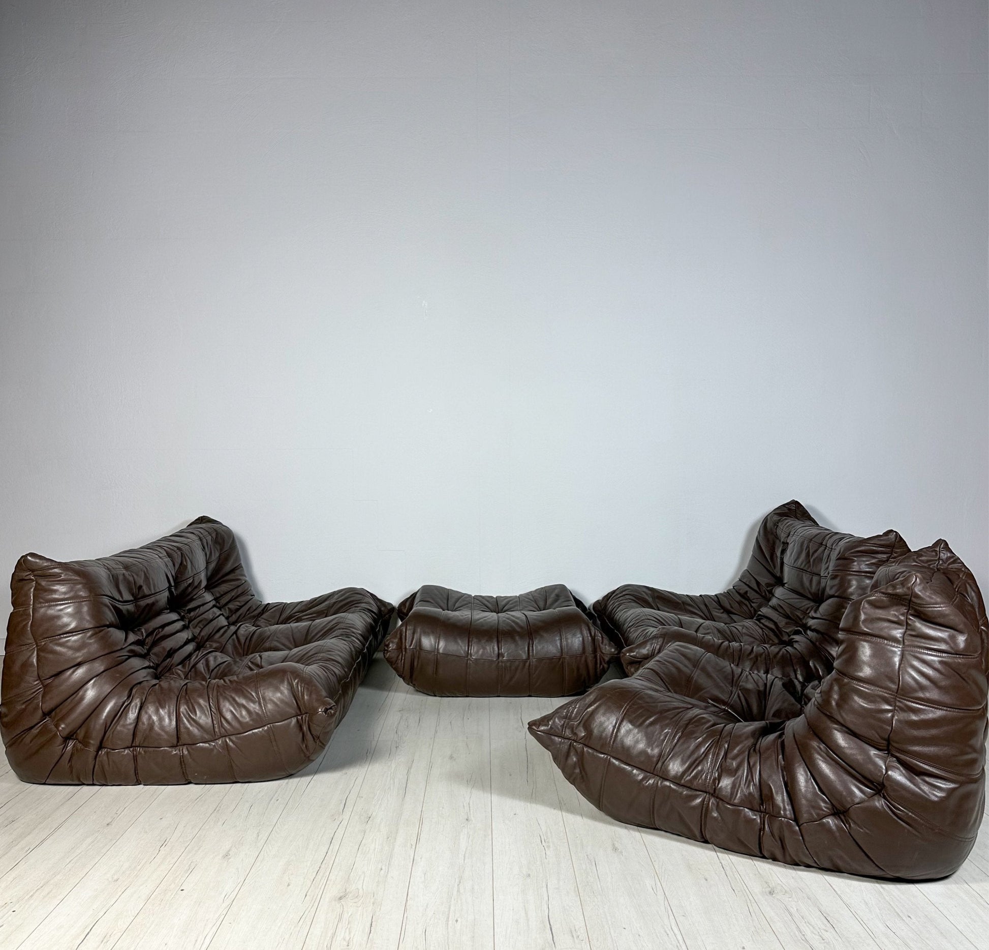 Homio Decor Togo Sofa Set of 3 (Leather) - Chocolate