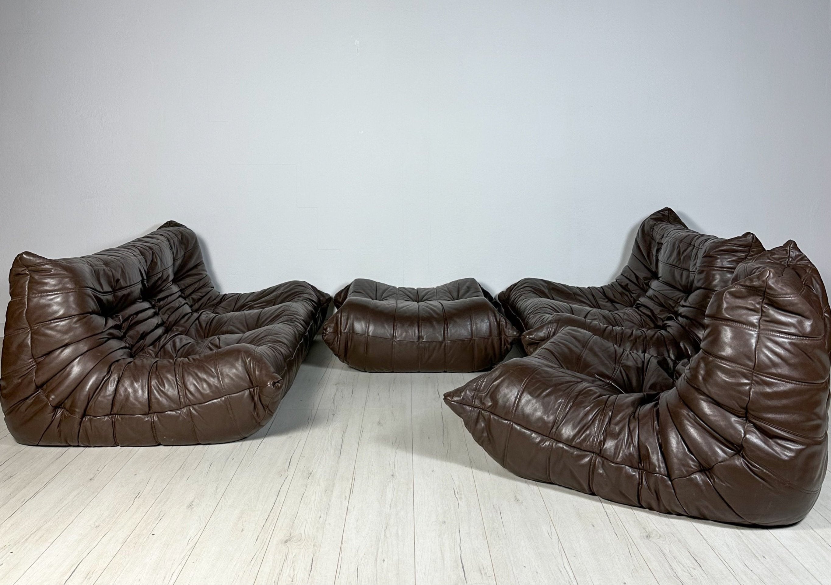 Homio Decor Togo Sofa Set of 3 (Leather) - Chocolate