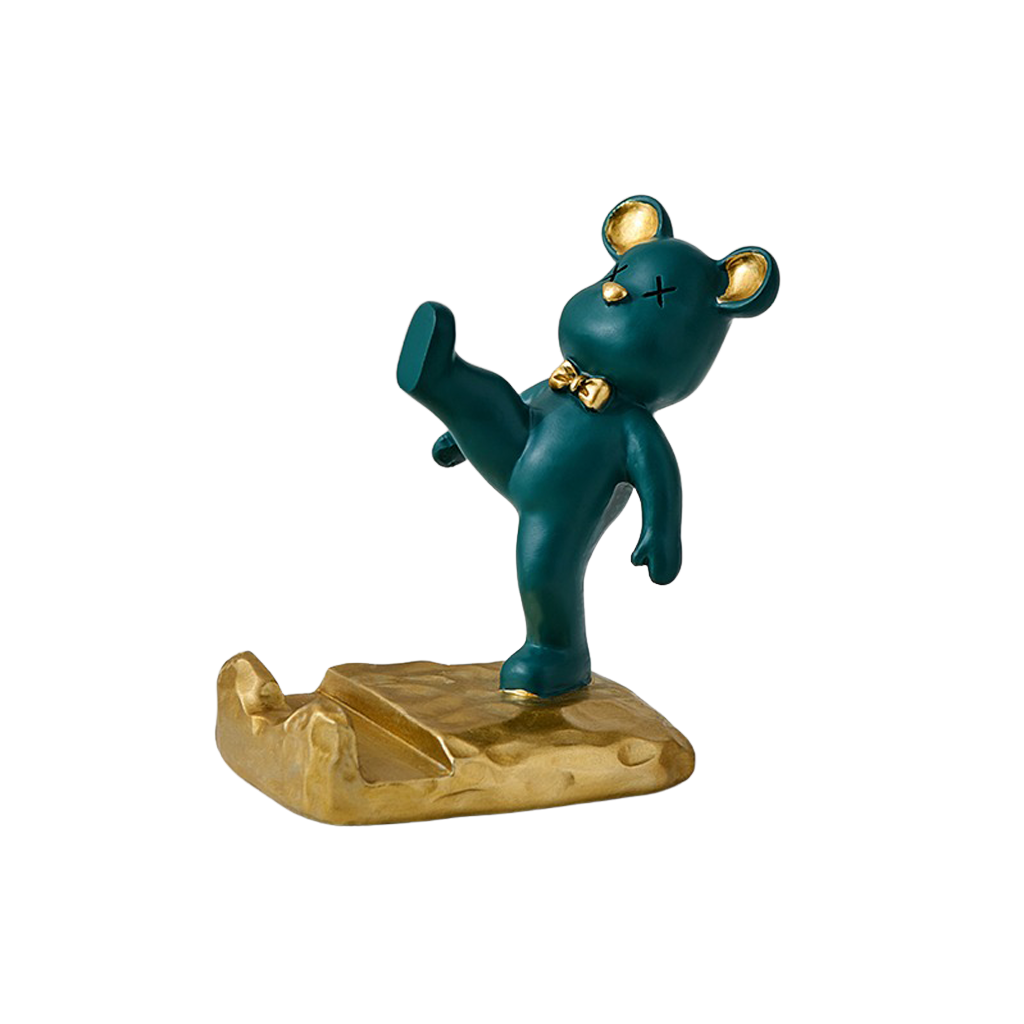 Homio Decor Type 4 / Green Resin Bear Tray Statue