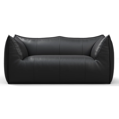 Homio Decor Vintage Black Vegan Leather Bambino Sofa - Aniline Leather