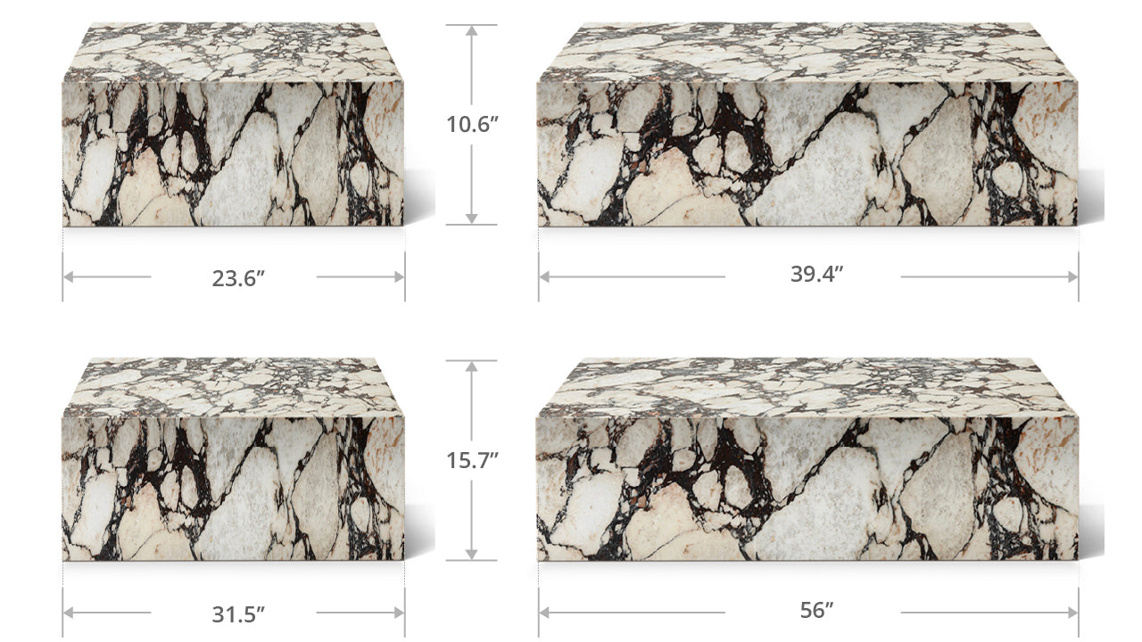 Homio Decor W 56" x D 31.5" x H 15.7" Italian Marble Block Coffee Table