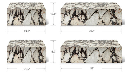 Homio Decor W 56" x D 31.5" x H 15.7" Italian Marble Block Coffee Table