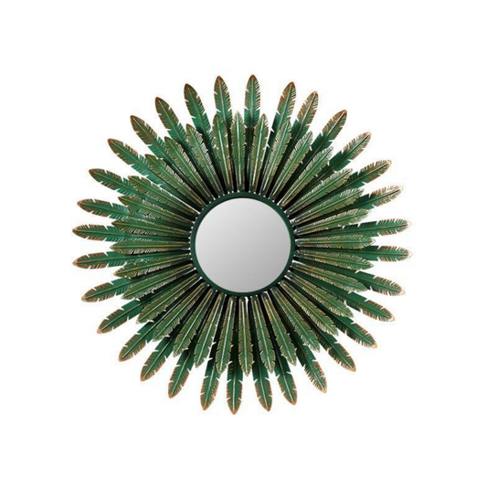 Homio Decor Wall Decor 65x65cm Green Leaves Decorative Mirror