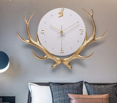 Homio Decor Wall Decor Grey / 53x35cm Golden Antlers Wall Clock