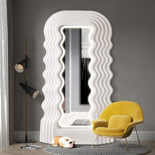 Homio Decor Wall Decor Wavy Vanity Mirror with LED Light