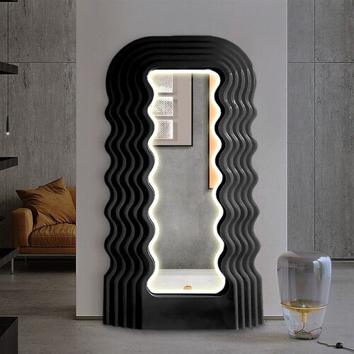 Homio Decor Wall Decor Wavy Vanity Mirror with LED Light