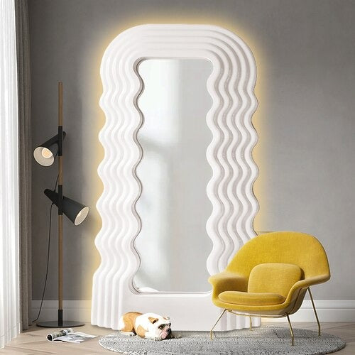 Homio Decor Wall Decor Wavy Vanity Mirror with LED Light