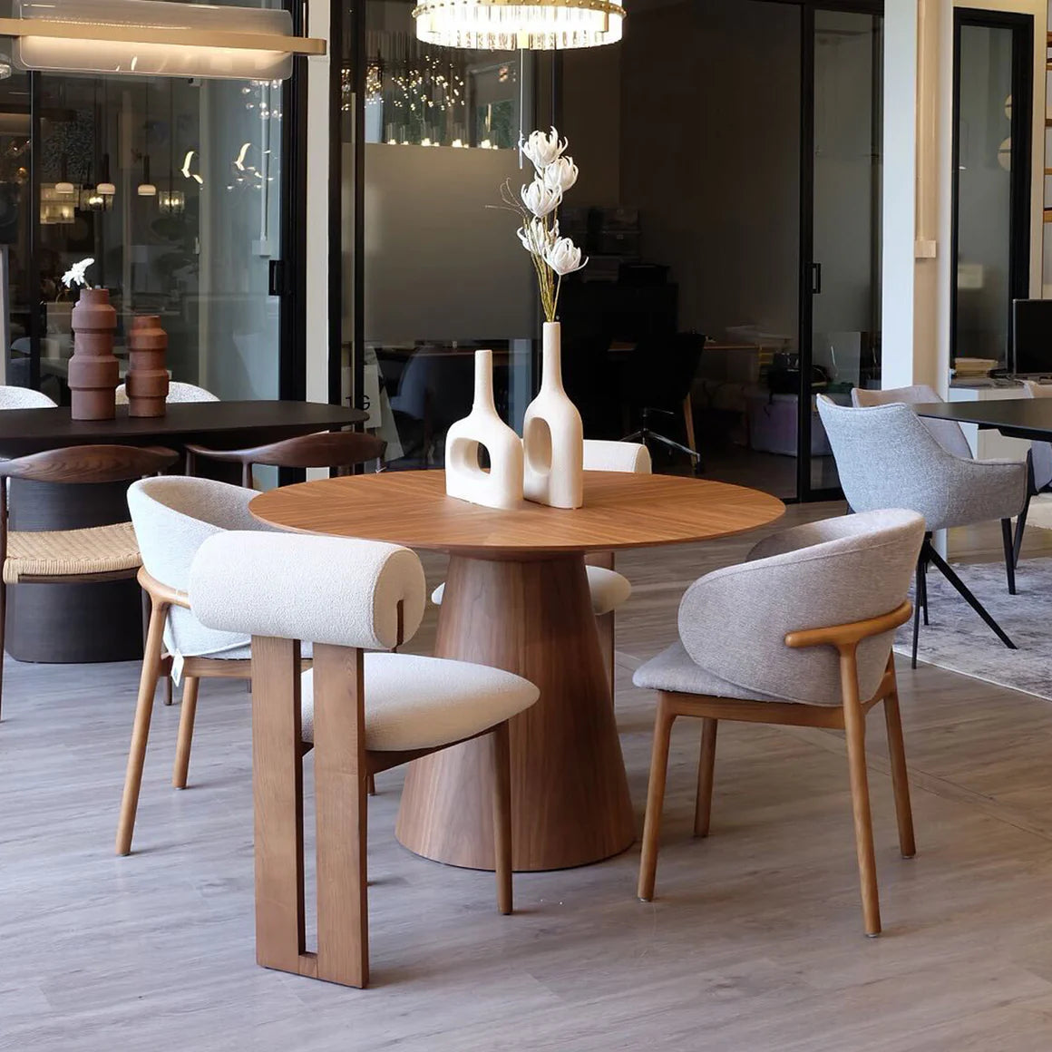 Homio Decor Walnut Round Table