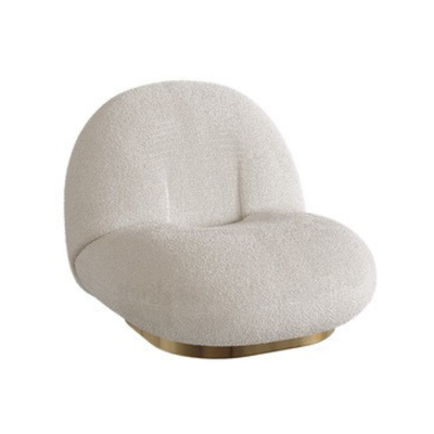 Homio Decor White Bean Shaped Lambswool Lazy Chair