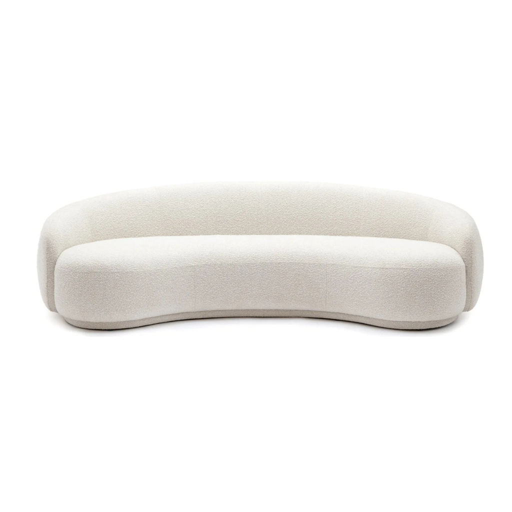 Homio Decor White Boucle / 210cm Boucle Curved Sofa