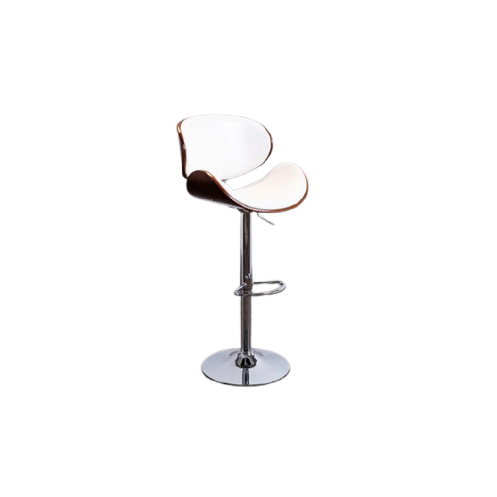 Homio Decor White / Silver Classic Leather Bar Stool