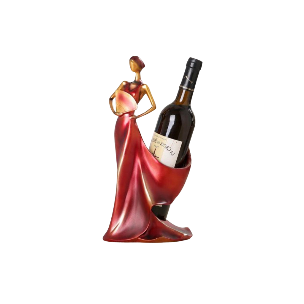 Homio Decor Wine Red Girl Statue Wine Holder