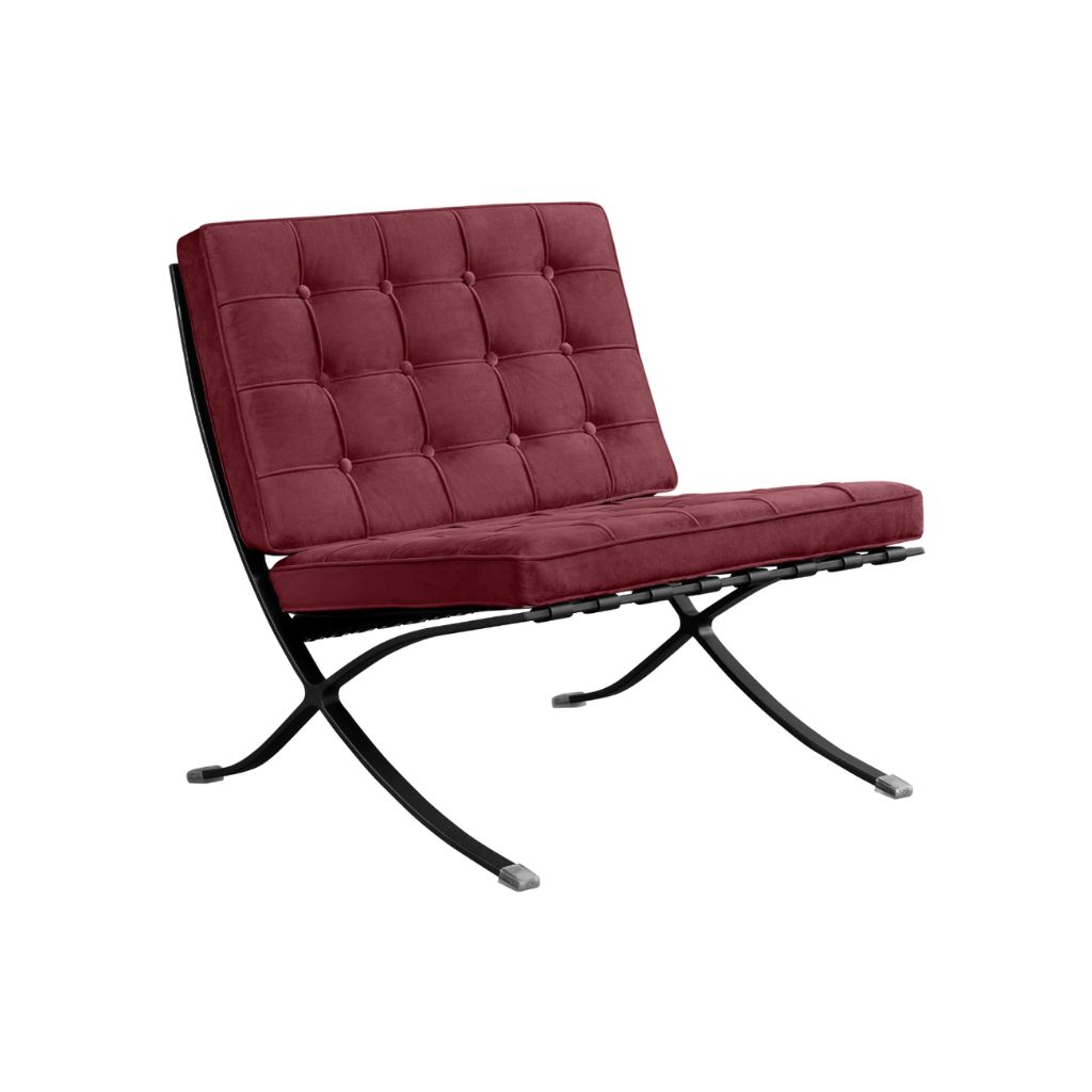 Homio Decor Wine Red / Only Chair / Black Coating Barcelona Chair - Velvet