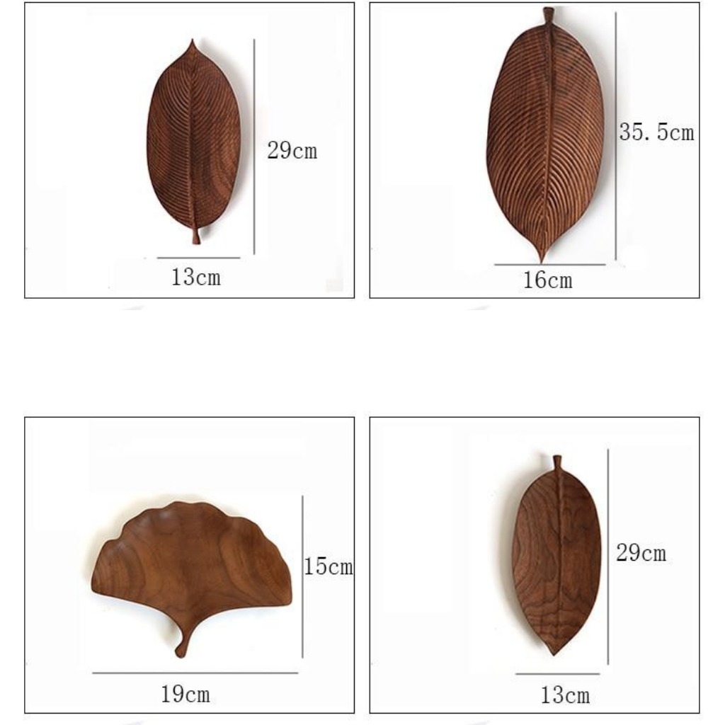 Homio Decor Wooden Homeware Handmade Walnut Leaf Shaped Plates