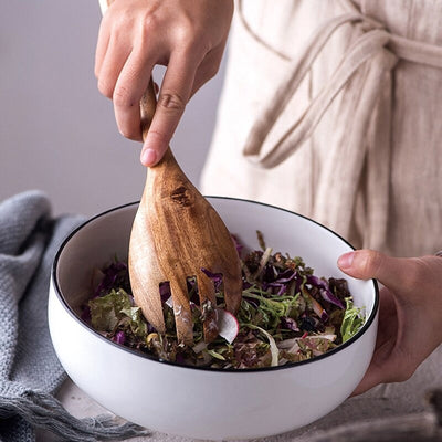 Homio Decor Wooden Homeware Natural Teak Wood Salad Cutlery