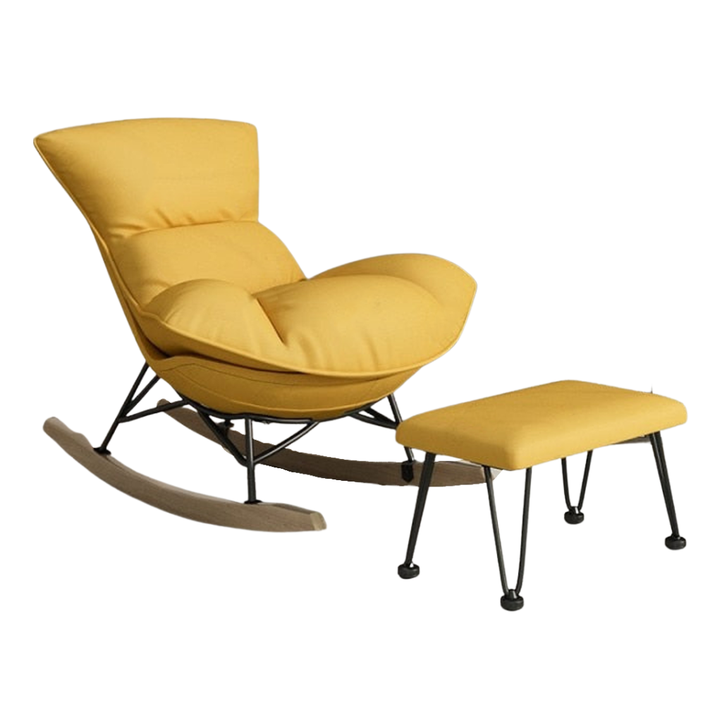 Homio Decor Yellow / With Ottoman Faux Leather Rocking Chair