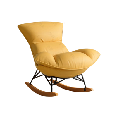 Homio Decor Yellow / Without Ottoman Faux Leather Rocking Chair